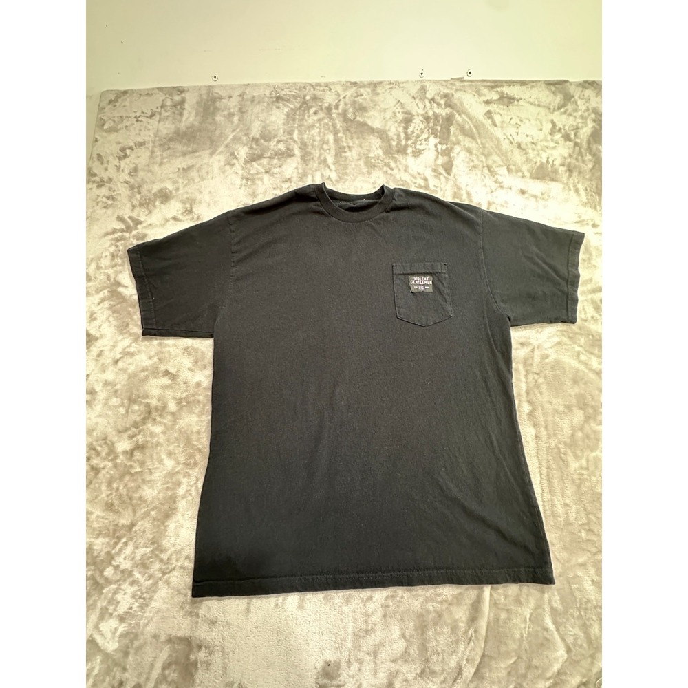 Violent Gentlemen Pocket Tee T-Shirt Mens Size Large Black Short Sleeve Crew EUC